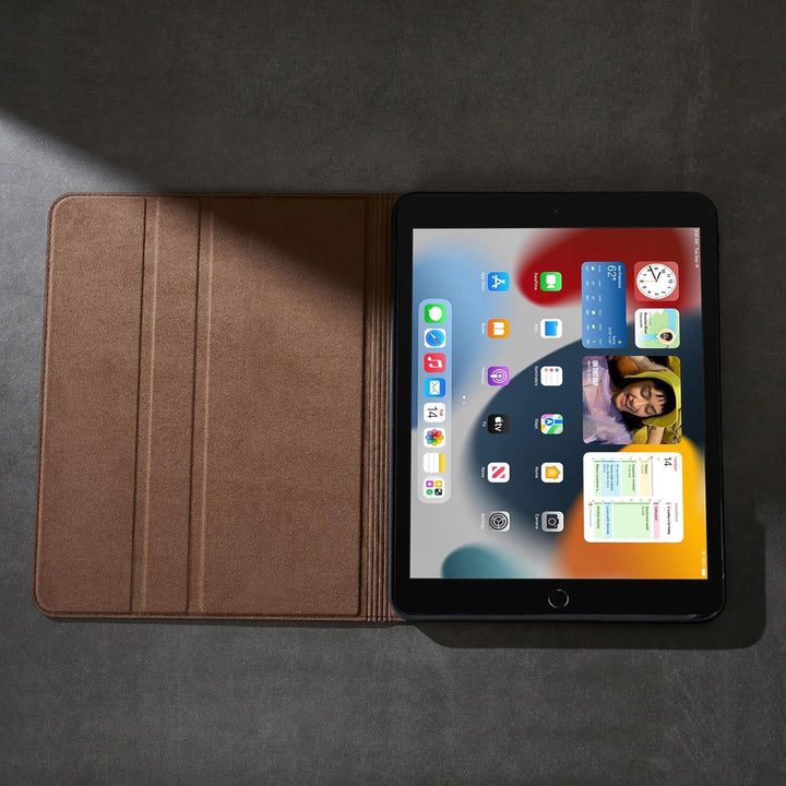Gexmil Hülle für iPad 9./8./7. Generation 2021/2020/2019 10,2 Zoll Echt Leder Hülle Anti-Fingerabdru