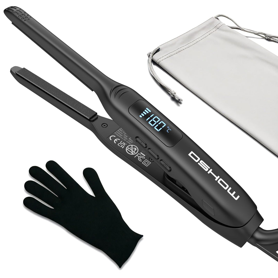 DSHOW Glätteisen für kurze haare, Haarglätter, Kleiner Haarglätter 2 in 1, Bart und pony, Glätteisen