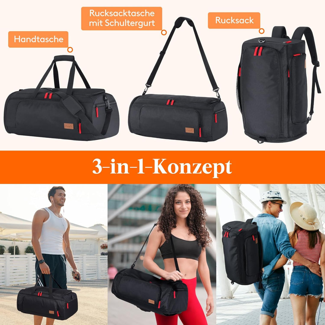 Lifewit 40L Sporttasche Herren, Reisetasche Rucksack mit Schuhfach und Nassfach, Gym Tasche, Wasserd