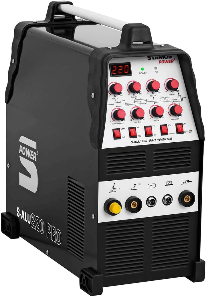 Stamos Welding ALU Schweissgerät WIG AC-DC/MMA E-Hand Inverter S-ALU 220 PRO (220 A / 60% DC, 8 Mete