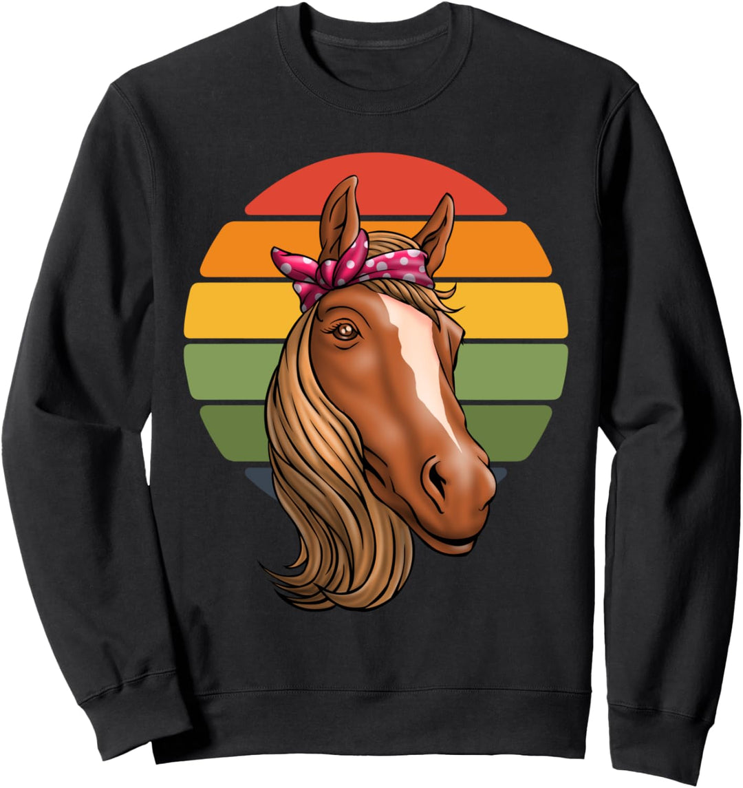 Horse Mom Retro Animal Lover Rearing Horse Gift Sweatshirt