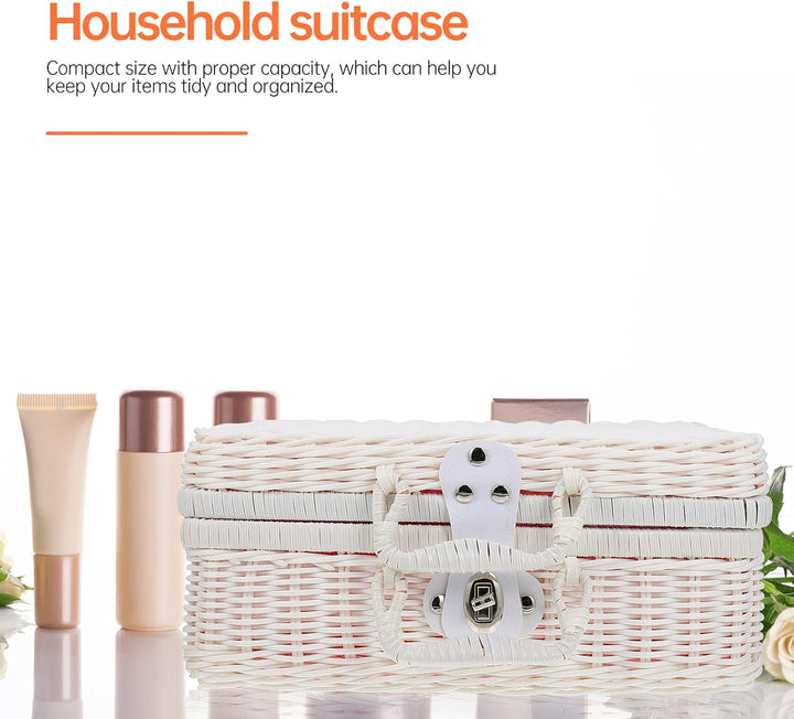 Tomaibaby Rattan Wicker Koffer Wicker Picknick Korb Stroh Lagerung Box mit Griffe Rattan Lagerung Bo