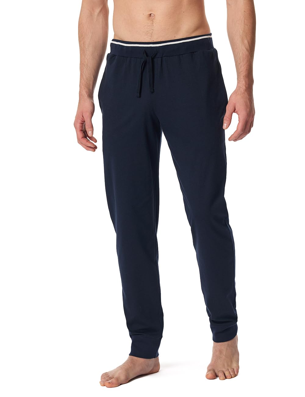 Schiesser Herren Schlafhose lang mit Bündchen - Mix + Relax - Organic Cotton 56 Nachtblau_182183, 56