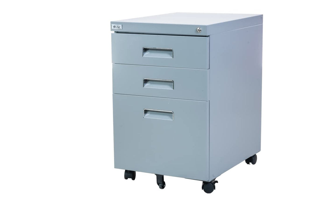 Metall Rollcontainer 3 Schubladen abschliessbar Hängeregister Aktenschrank Büromöbel Homeoffice Büro
