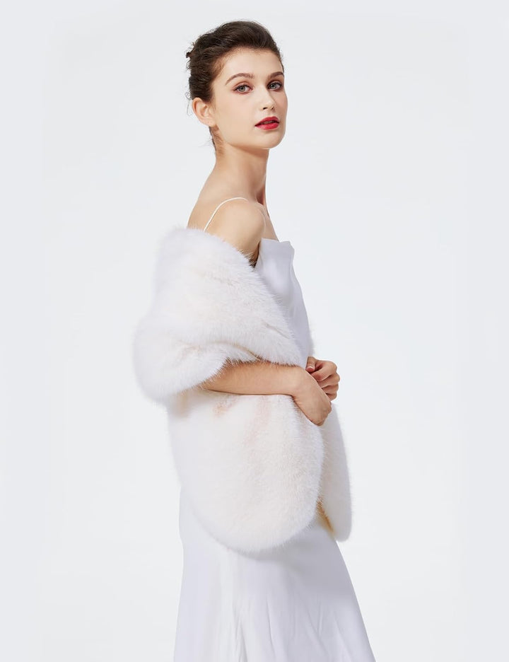 BEAUTELICATE Kunstpelz Stola Schal Damen Bolero Kunstfell Brautschal Brautstola Brautjacke für Abend