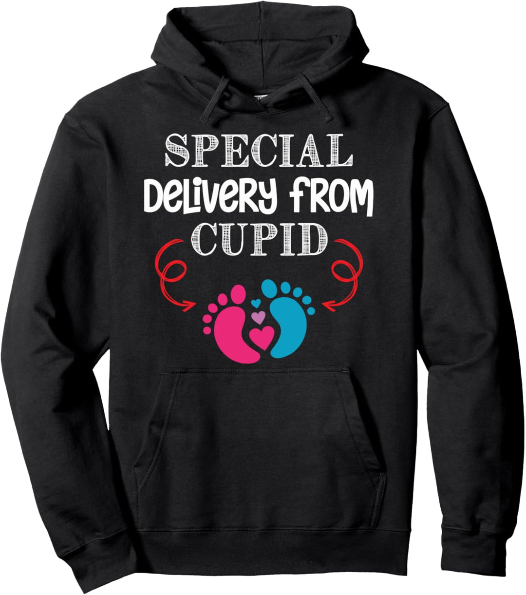 Baby Announcement Valentines Day Special Delivery From Cupid Pullover Hoodie