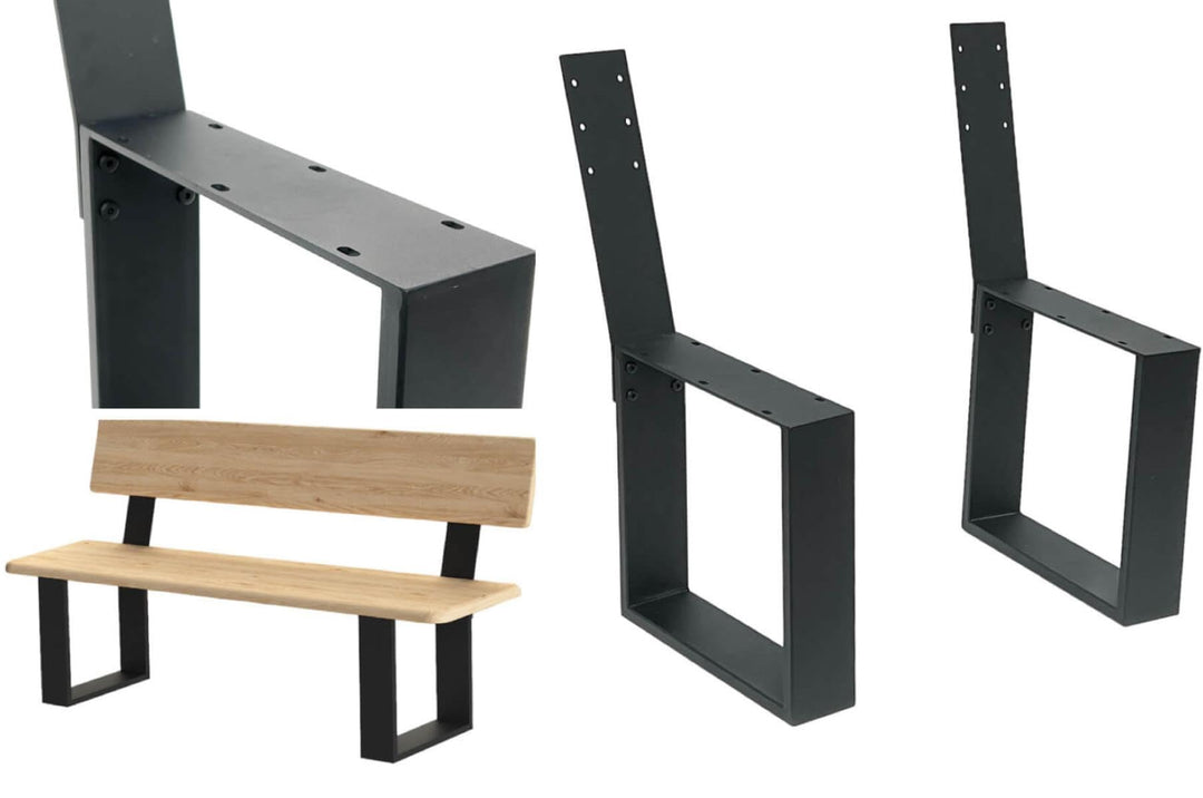 DanDiBo 2X Bankbeine Metall Schwarz mit Lehne Set Massiv DIY Bank Füsse 96478 Sitzgestell für Garten