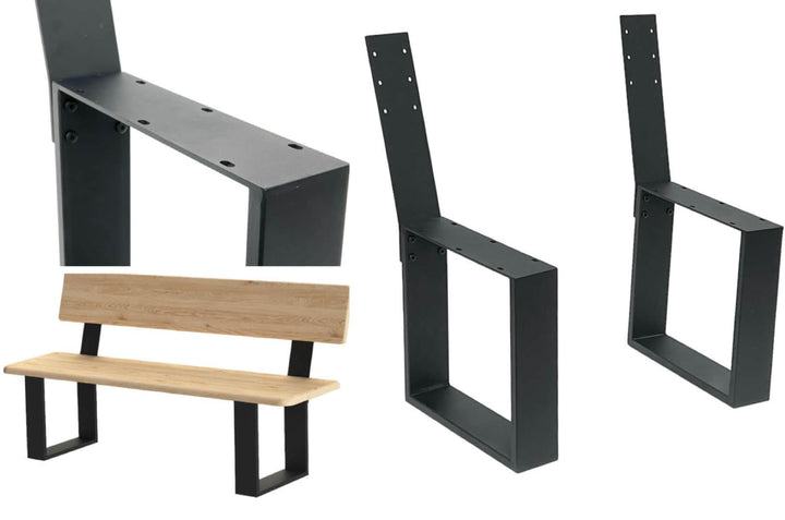 DanDiBo 2X Bankbeine Metall Schwarz mit Lehne Set Massiv DIY Bank Füsse 96478 Sitzgestell für Garten