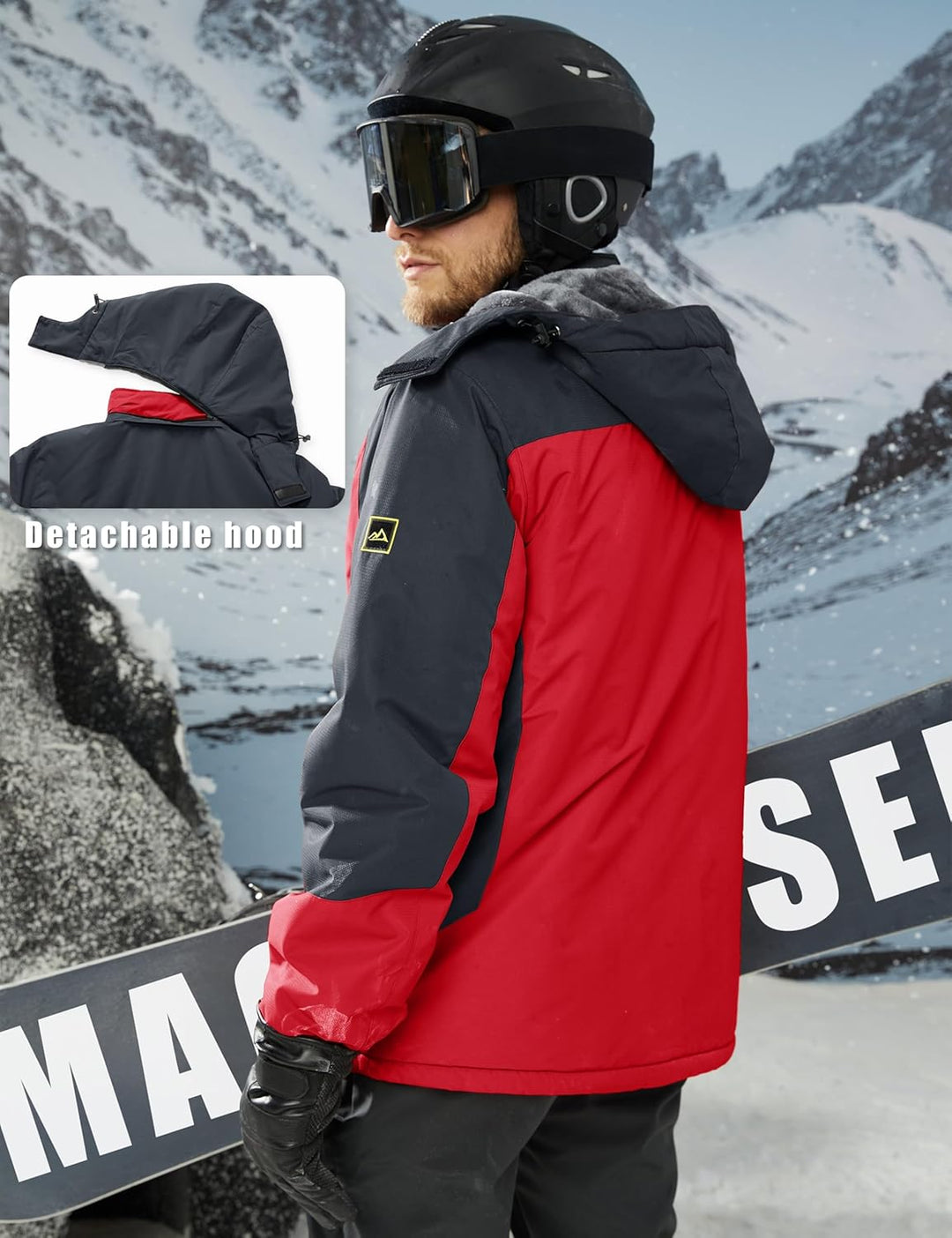 MAGCOMSEN Winterjacke Herren Warm Gefüttert Skijacke Wasserdicht Regenjacke Snowboardjacke Outdoor F