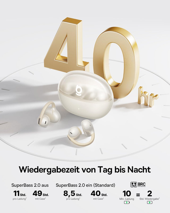 Baseus MC2 Air Open Ear Kopfhörer, Clip-On Earbuds mit CloudComfort, SuperBass 2.0, Bluetooth 6.0, 4