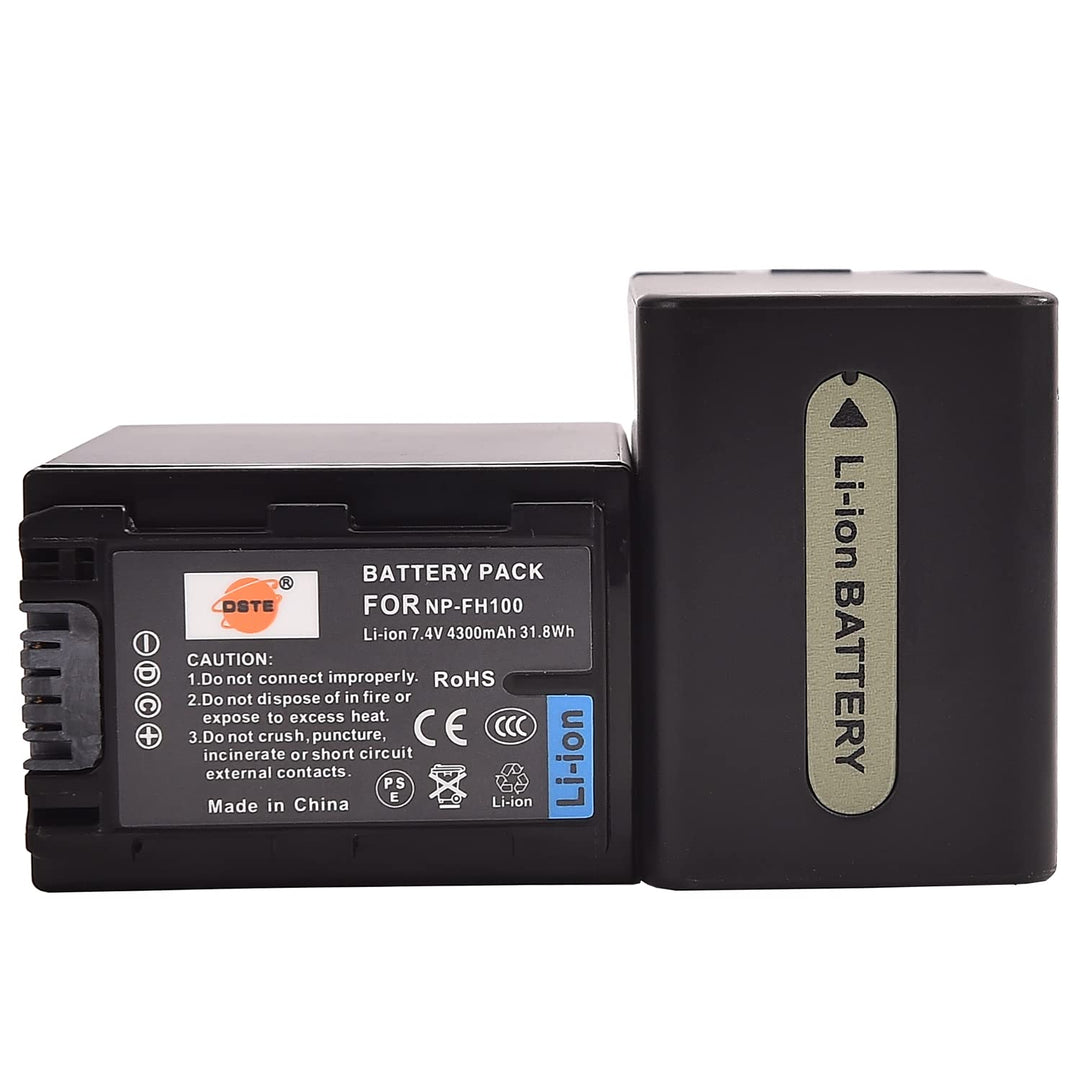 DSTE 2-Stück Ersatzakku Set NP-FH100 Batterie kompatibel mit Sony DCR-DVD103 DCR-DVD105 DCR-DVD105E