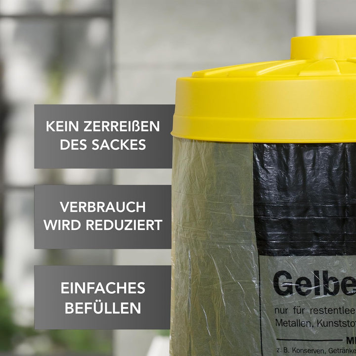 Sacktonne schwarz mit gelbem Deckel- für Gelber Sack Ständer Müllsackständer, Müllständer, Wertstoff
