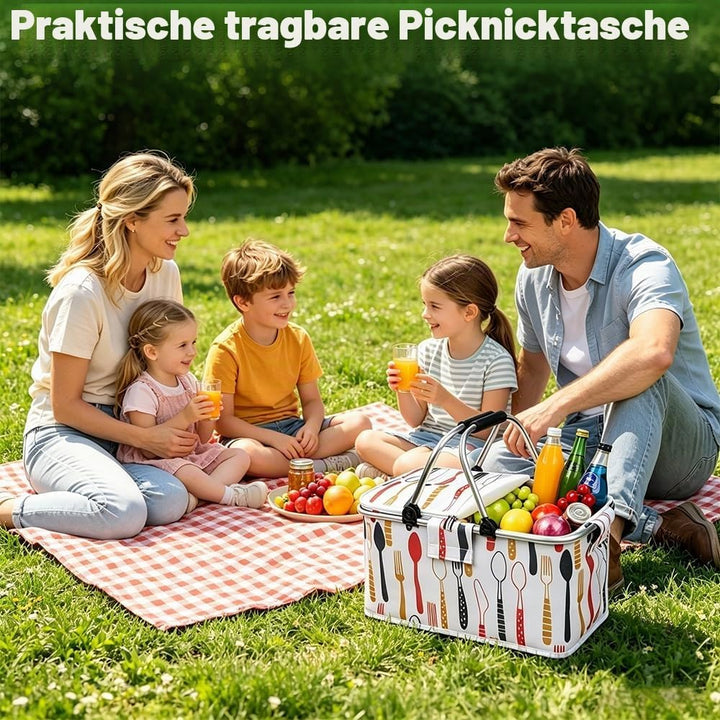 Einkaufskorb Mit Kühlfunktion, 25L Einkaufskorb Faltbar, Einkaufskorbs Gross mit Aluminiumgestänge T