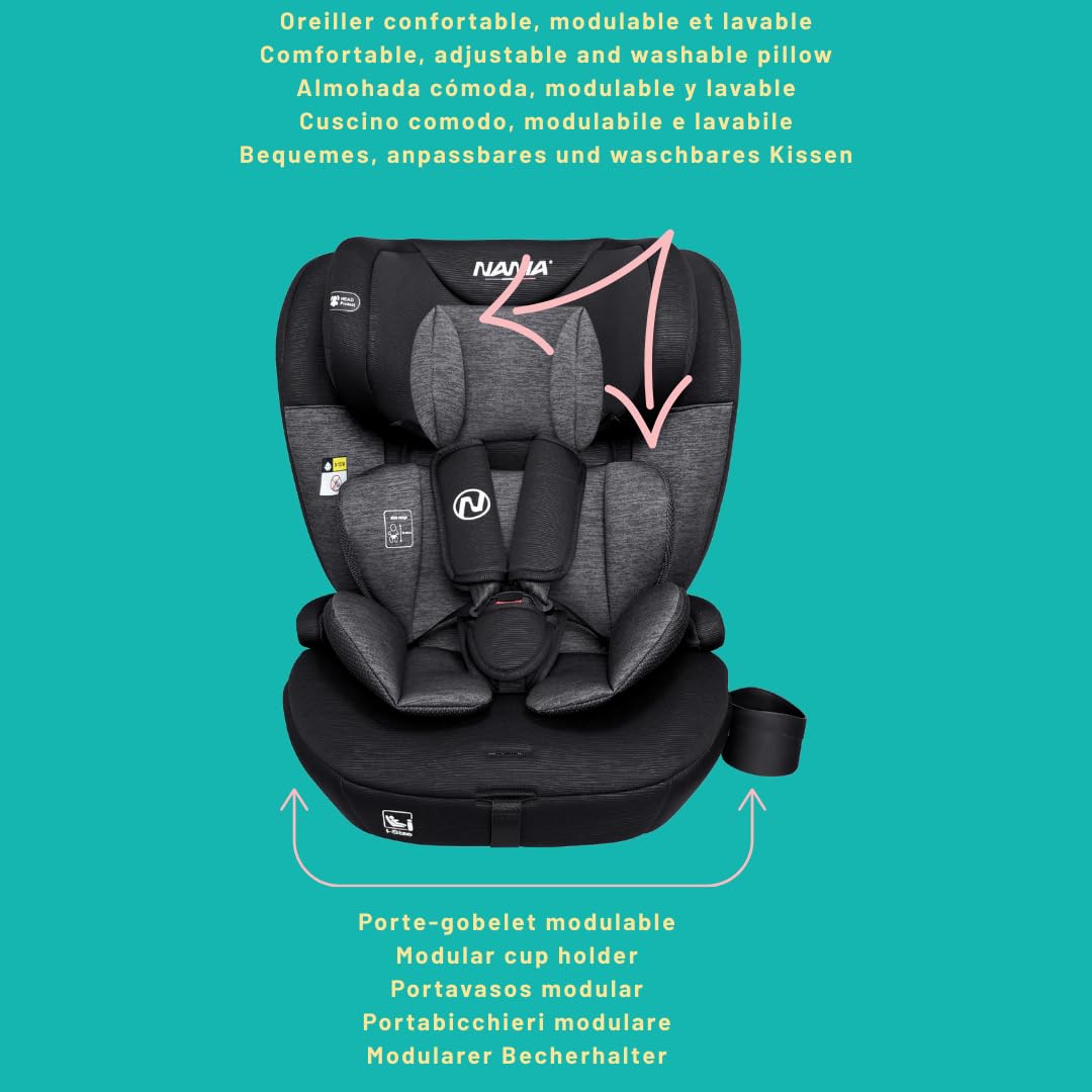 Nania Milano Kinderautositz Isofix, skalierbar 76-150 cm, von 9 bis 36 kg, 15 Monate bis 12 Jahre, v