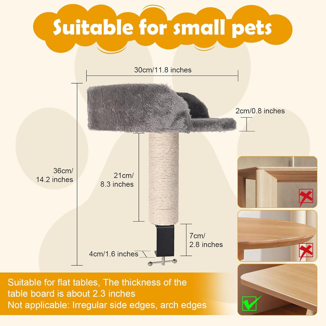 Hivexagon Katzen-Schreibtischbett mit Kratzsäule und weicher Plüschpolsterung. Ermöglicht Ihrer Katz