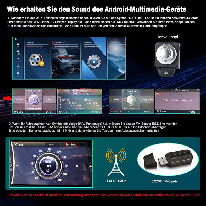 Qualcomm 8-Kern 8GB+128GB Erisin Android 16 Autoradio Bluetooth GPS Navi für BMW E60 E61 E63 E64 E90