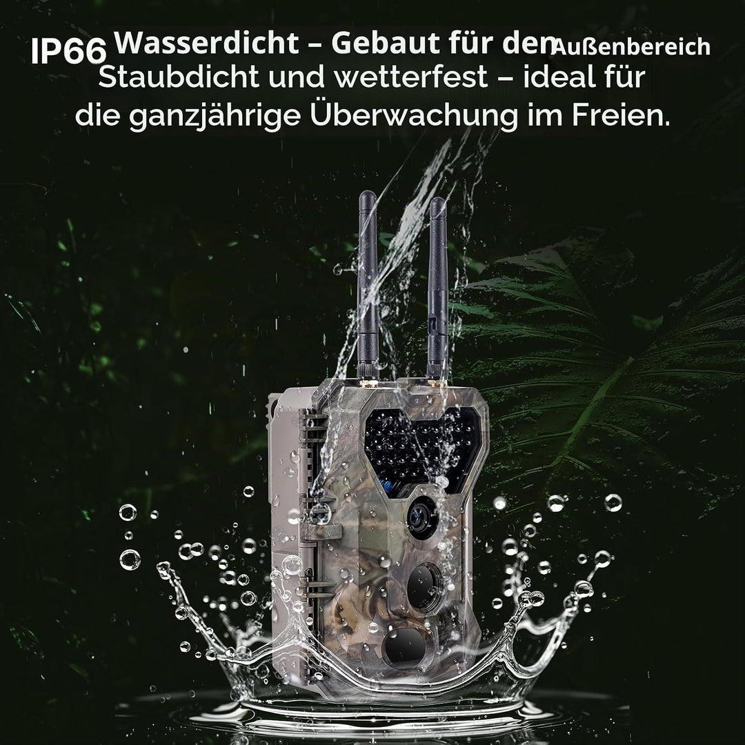 P300 Pro Wildkamera Doppelantenne WLAN 64MP H.264 1296P Video, mit 7800mAh wiederaufladbarem Akku un