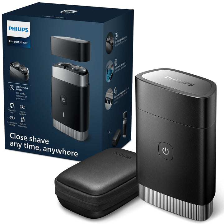 Mini Philips Rasierer, elektrischer Nass- und Trockenrasierer für unterwegs, ComfortCut-Klingensyste