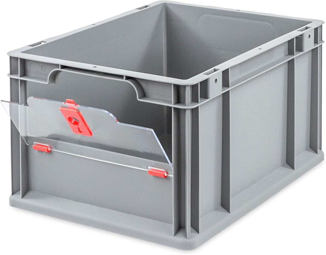 aidB Eurobox NextGen Insight Cover rot, 400x300x220 mm, Cover niedrig, robuste Regalbox mit Entnahme