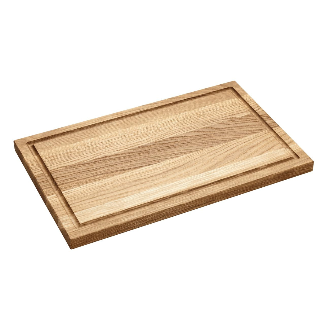 Holzschneidebrett rechteckig Eichenholz, Schneidebrett für die Küche, aus robuster Eiche, mit Saftri