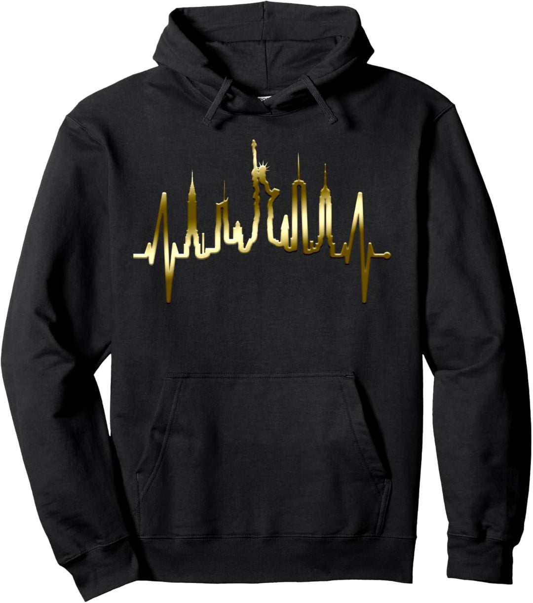 New York Skyline Herzschlag Freiheitsstatue NYC USA New York Pullover Hoodie
