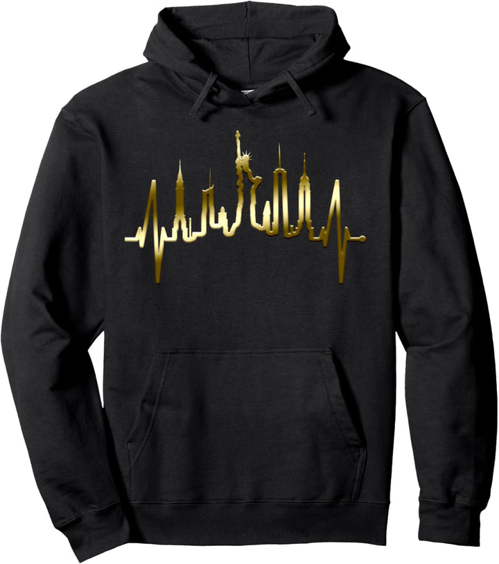 New York Skyline Herzschlag Freiheitsstatue NYC USA New York Pullover Hoodie