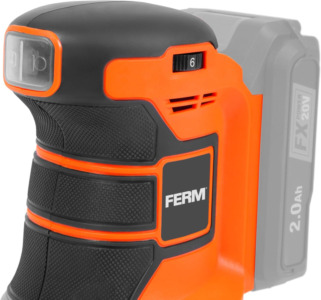 FERM Akku-Exzenterschleifer 20V – 125 mm Schleifplatte, 6-stufige Drehzahlregelung 5.000–10.000 U/mi
