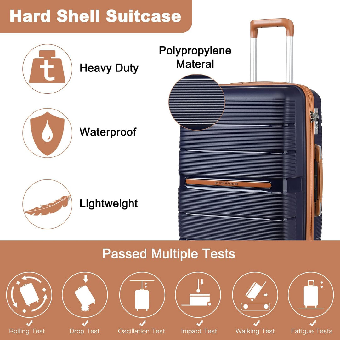 British Traveller Koffer Trolleys Set Hartschalenkoffer Reisekofferset 100% PP Handgepäck Rollkoffer