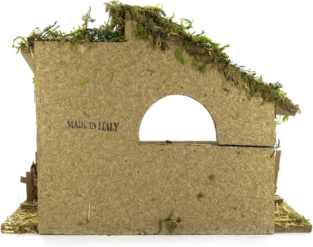 Bertoni Leere Holzhütte mit Zaun und Fenster, Holz, Mehrfarbig, Einheitsgrösse