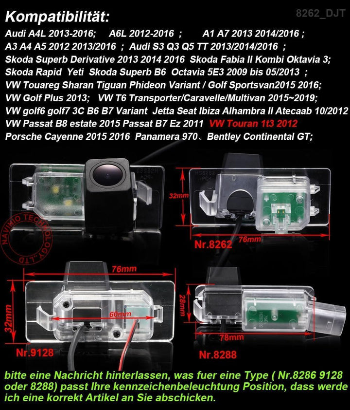 1280P HD Auto Rückfahrkamera Kennzeichenbeleuchtung Rückansicht Kamera, Für Audi A4L/A6L/A1 A7/A3 A4