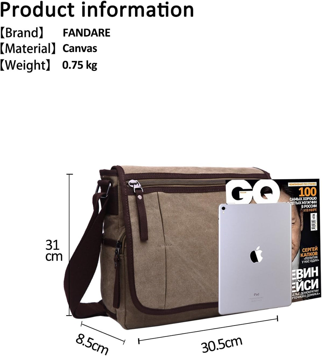 FANDARE Einfache Umhängetasche für Männer, Handel, Reisen, Postman, Schulter, Crossbody Tasche, gros