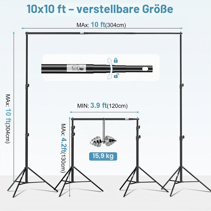 EMART Studio Hintergrund Ständer 3x3m, Professionelles Hintergrundsystem Fotografie Heavy Duty Hinte