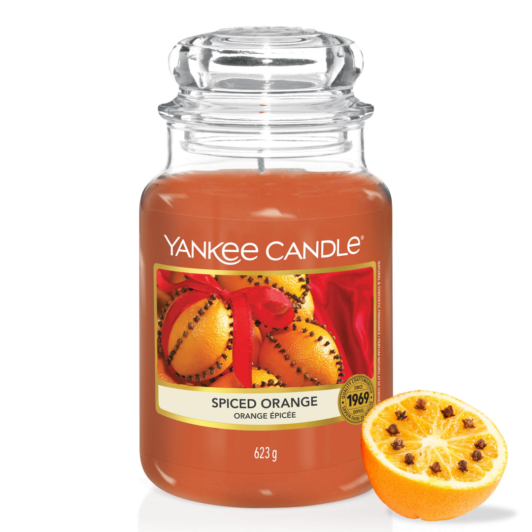 Yankee Candle Duftkerze im Glas (gross) | Spiced Orange | Brenndauer bis zu 150 Stunden, SPICED ORAN