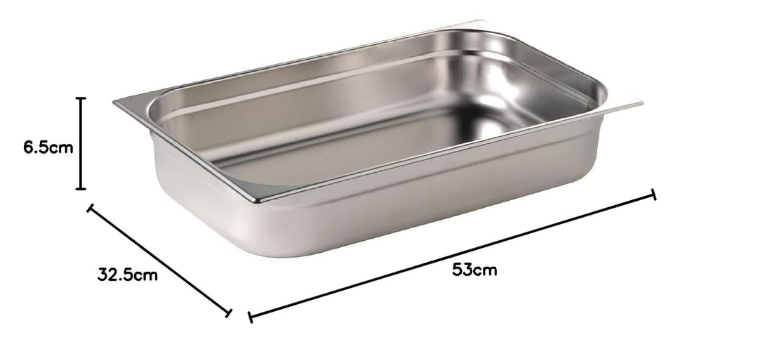 Vogue Gastronorm-Pfanne 1/1, Edelstahltablett, Tiefe: 65 mm, Fassungsvermögen: 9 Liter, Behälter für