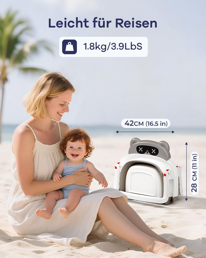 COOSEYA Baby Badewanne mit Gestell für 0-18 Monate, Faltbare Babybadewanne mit Stützpolster und Temp