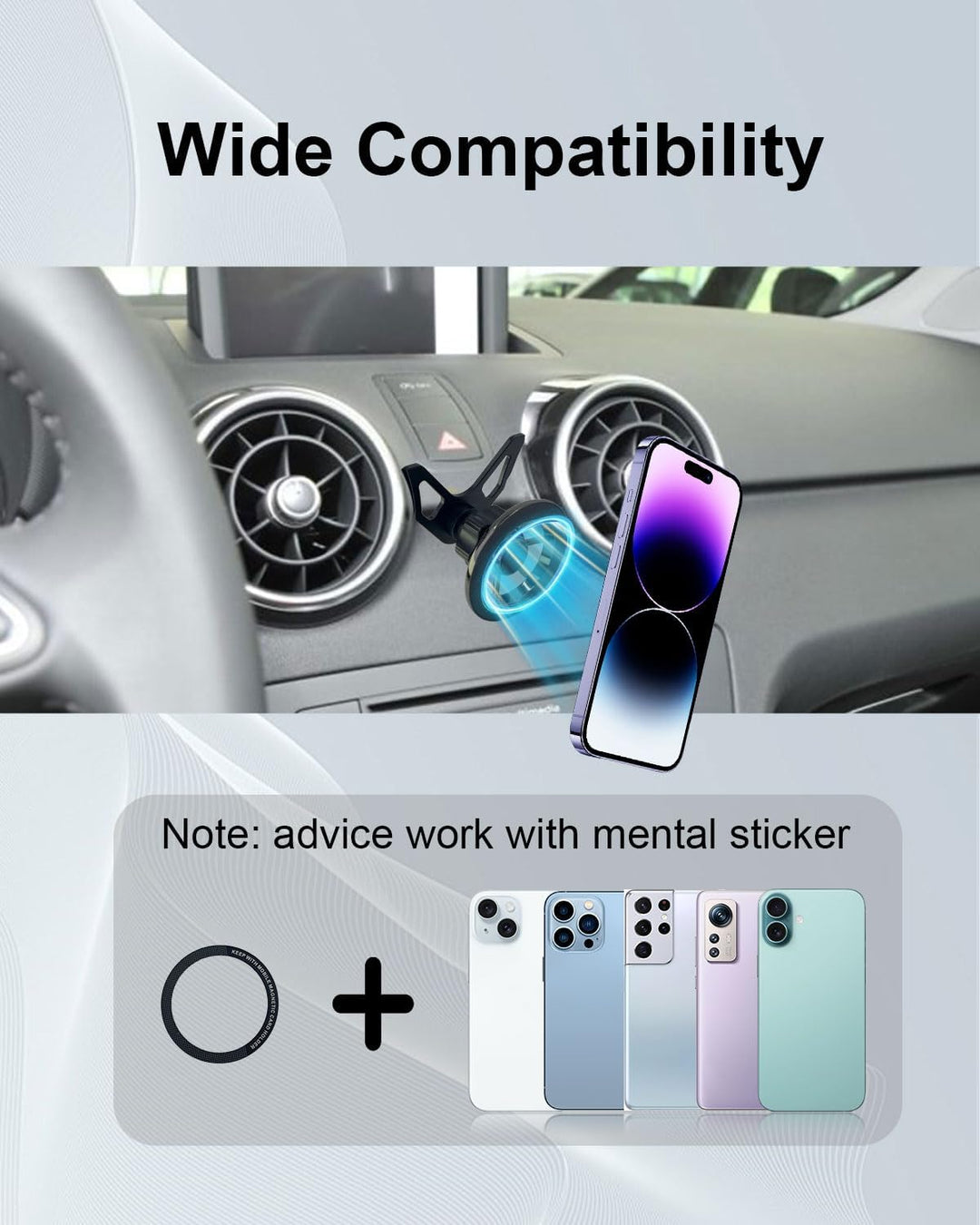 Magnet Handyhalterung kompatibel mit Audi A1 S1 8X 2010-2018, für Magsafe, 360 Grad KFZ Lüftungsschl