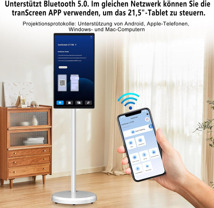 OFD 21.5" Portable TV on Wheels,Android 13 OS,1080p,6+128GB,Speicher Tragbarer Fernseher, 100% sRGB,