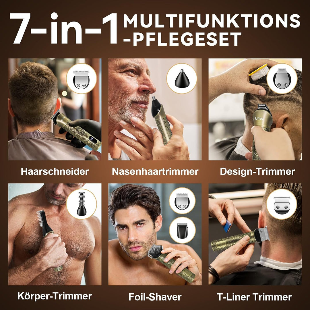 Ufree All-in-One Haarschneidemaschine, Profi Barttrimmer Haartrimmer Herren | Edelstahlklingen, Haar