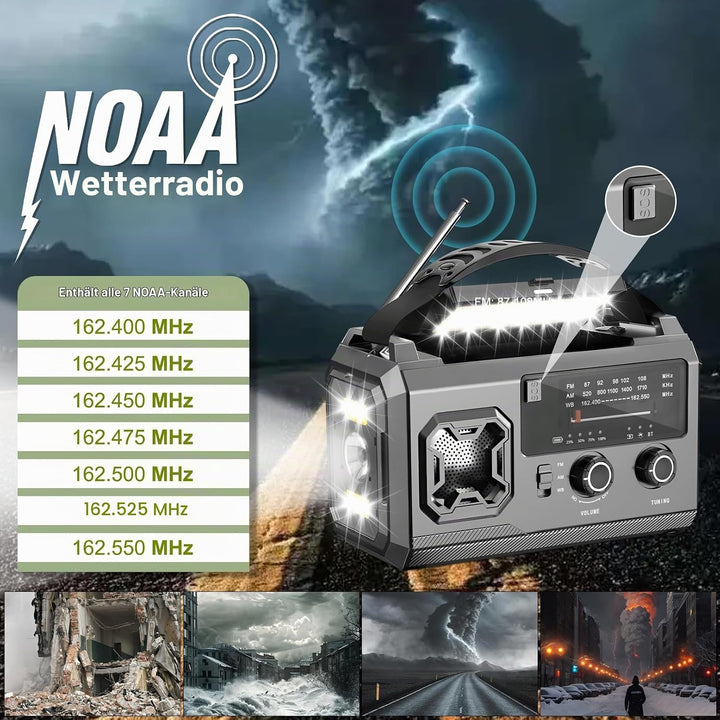 LIFOCI Kurbelradio - 27000mAh Notfallradio mit Kurbel und Solar, Tragbar Solar Notfall Radio mit AM/