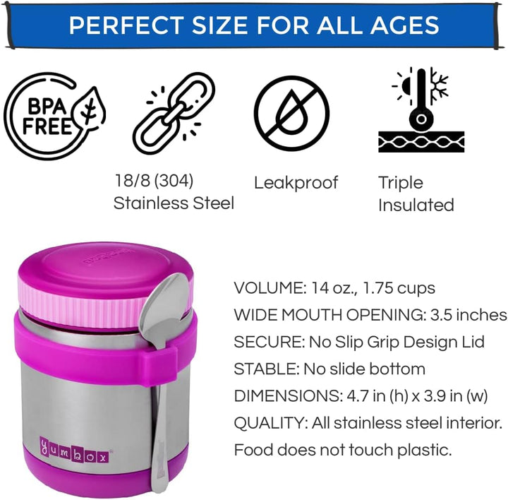 Yumbox Zuppa Thermobehälter Set, 420ml inkl. Löffel - Edelstahl Isolierbehälter, Speisebehälter für