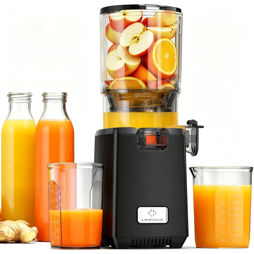 LINKChef Entsafter Slow Juicer für Obst und Gemüse, 250W Juicer Machine, 130 mm Einfüllöffnung für g