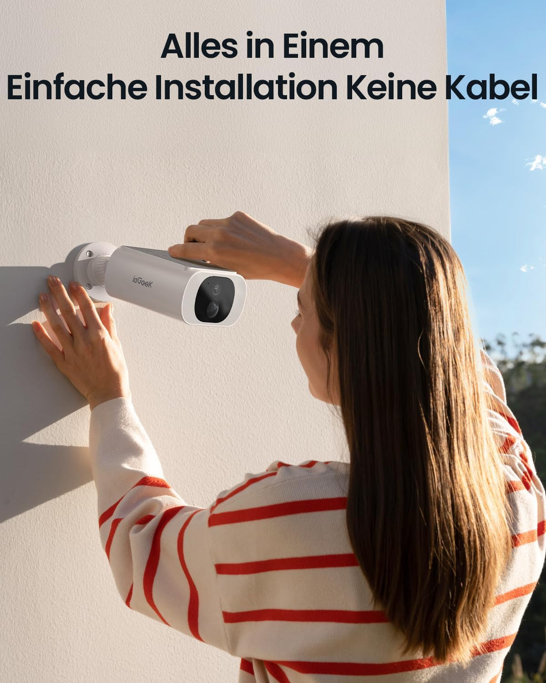 ieGeek 2K Überwachungskamera Aussen Akku, 2.4Ghz überwachungskamera Aussen Solar mit Built-In Solarp