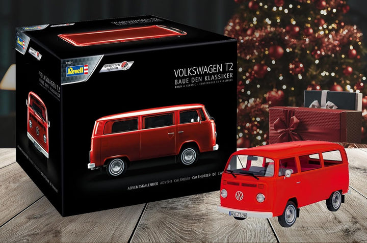 Revell Adventskalender, VW T2 Bus mit Easy-Click-System in 24 Tagen zum Modellbus, Adventskalender f