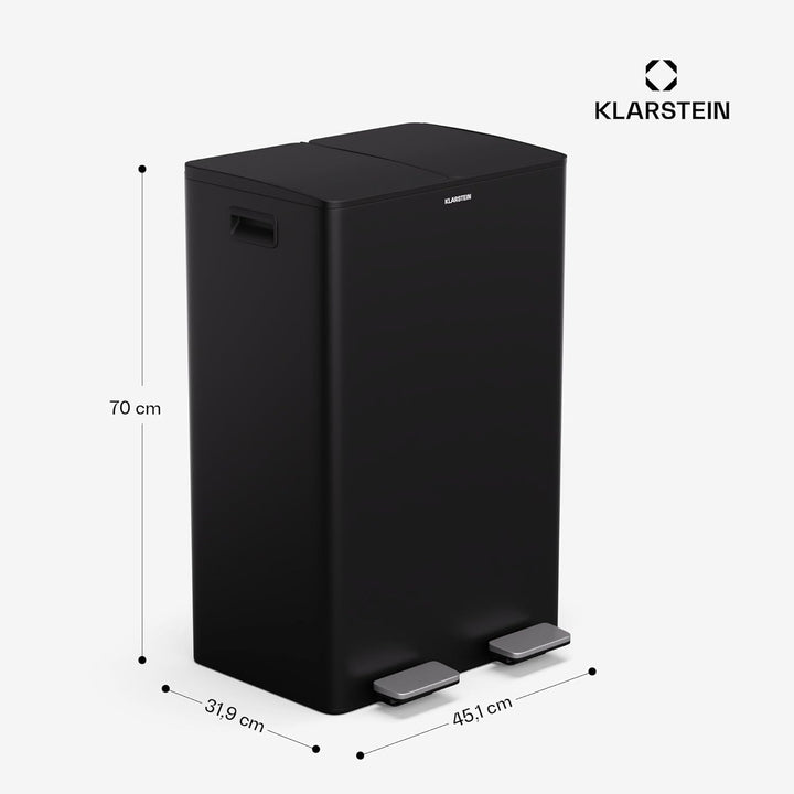 Klarstein EcoVista Mülleimer - 60L Abfalleimer mit 2 Fächern & 3L Kompostbehälter, Soft-Close, Edels