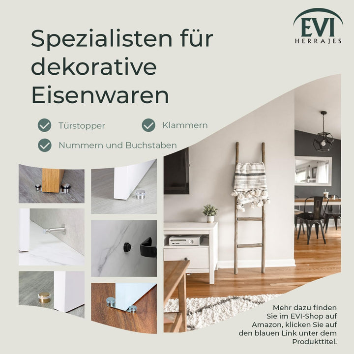 EVI HERRAJES Verstellbarer Türstopper aus Messing, Dual-Installation (Schwarz Lackiert - Schwarzer G