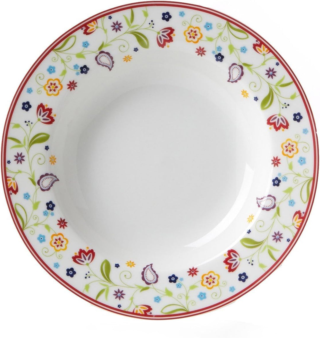 Ritzenhoff & Breker 'Doppio Shanti' Suppenteller mit Paisley-Muster, Ø 22cm, Porzellan, 018653, weis