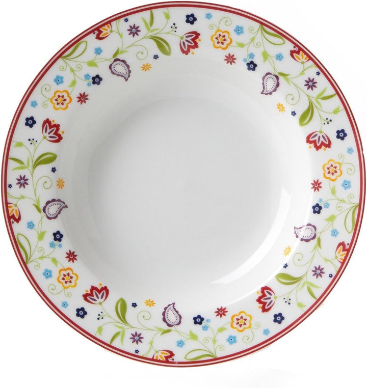 Ritzenhoff & Breker 'Doppio Shanti' Suppenteller mit Paisley-Muster, Ø 22cm, Porzellan, 018653, weis