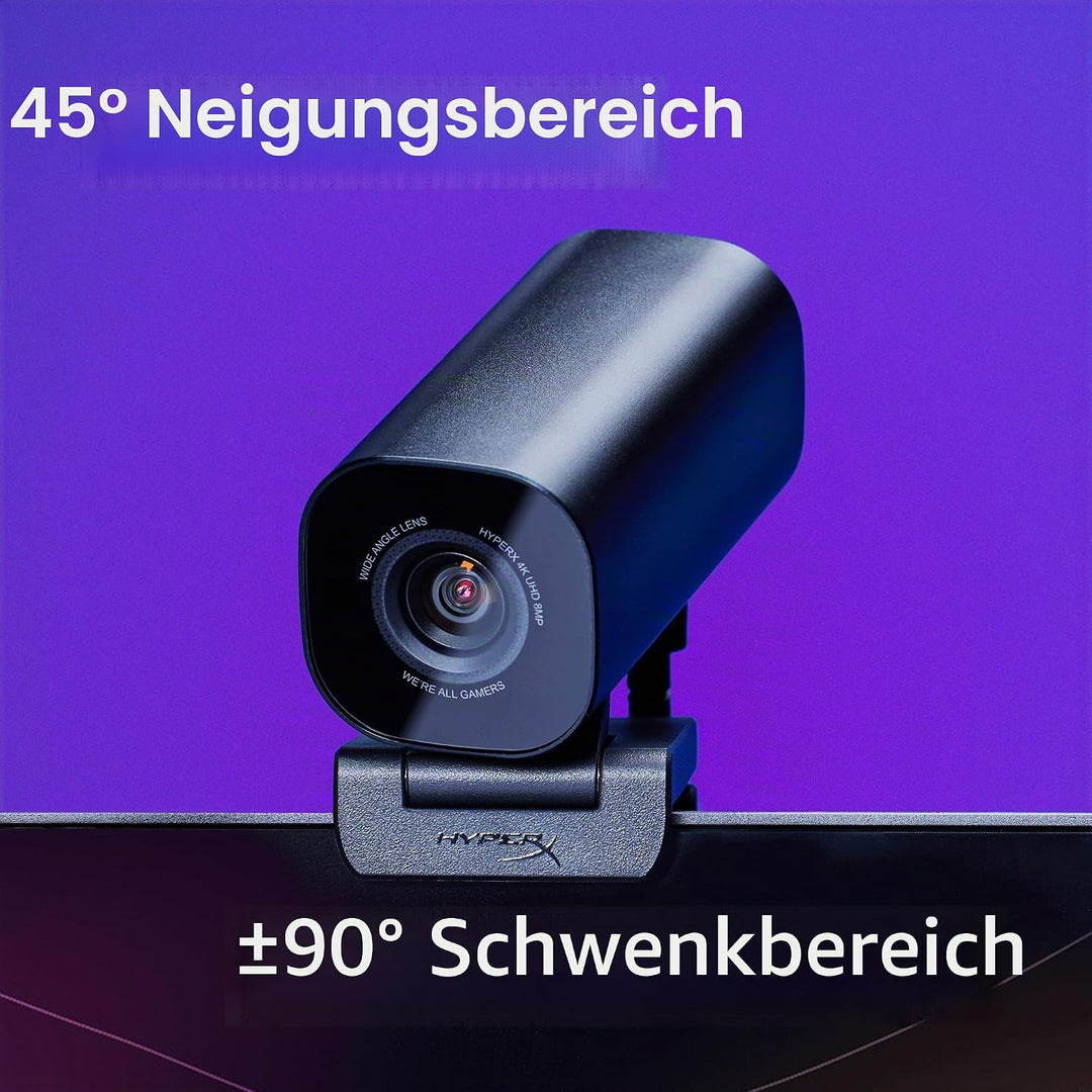 HyperX Vision S – Webcam, 4K-Videoaufzeichnung @ 30 fps, 90° Sichtfeld, reaktionsschneller Autofokus