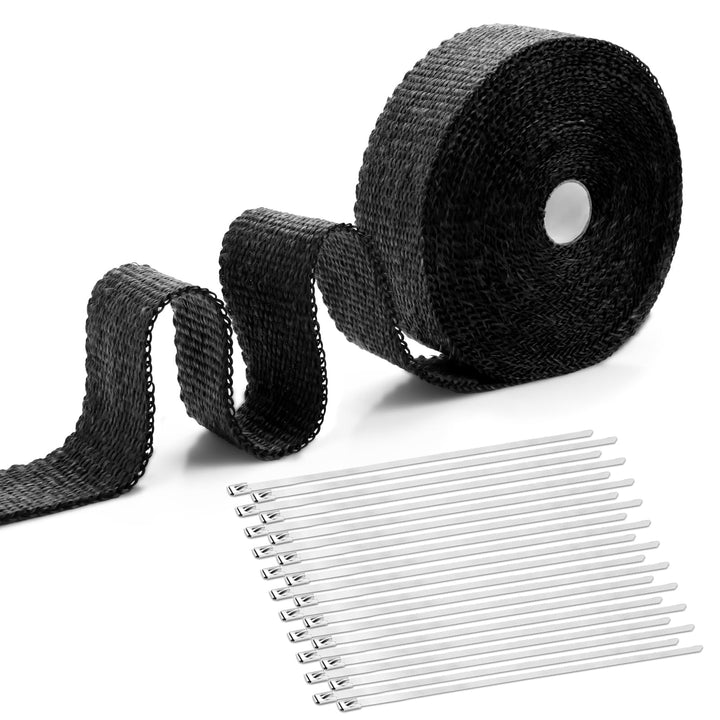 12M Hitzeschutzband Auspuff Dichtband Hitzeschutz Auspuff Bandage mit 20 Kabelbinder Edelstahl Hitze