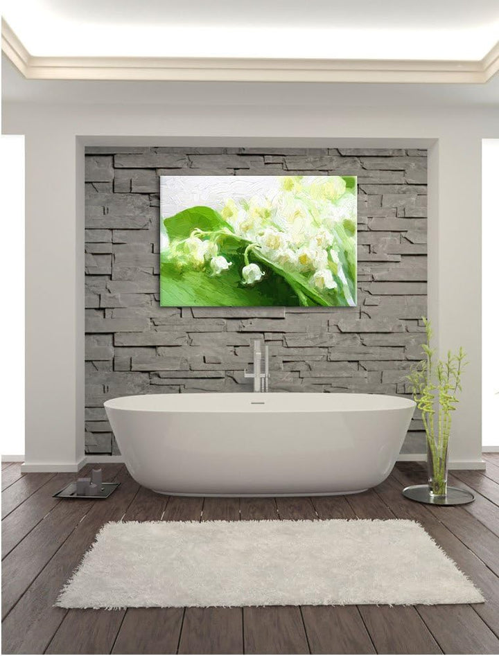 Pixxprint Maiglöckchen Ostern Kunst Pinsel Effekt, Format: 100x70 auf Leinwand, 100x70